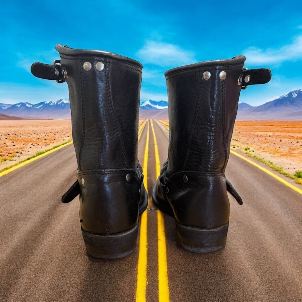 RARE-GOLDEN GOOSE Bikers Deluxe‎ Brand Braided Black Leather Buckle Boots Moto 6 - Picture 7 of 9